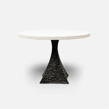 Made Goods Noor Round Metal Dining Table in Vintage Faux Shagreen