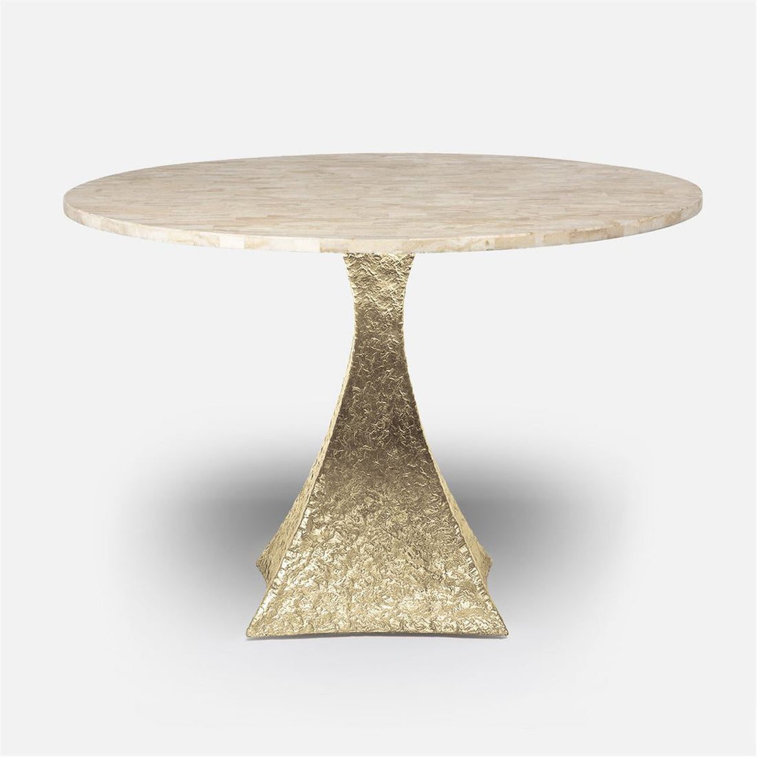 Made Goods Noor Round Metal Dining Table in Stone Top