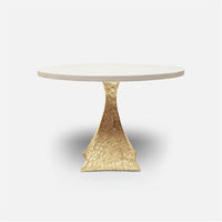 Made Goods Noor Round Metal Dining Table in White Faux Belgian Linen