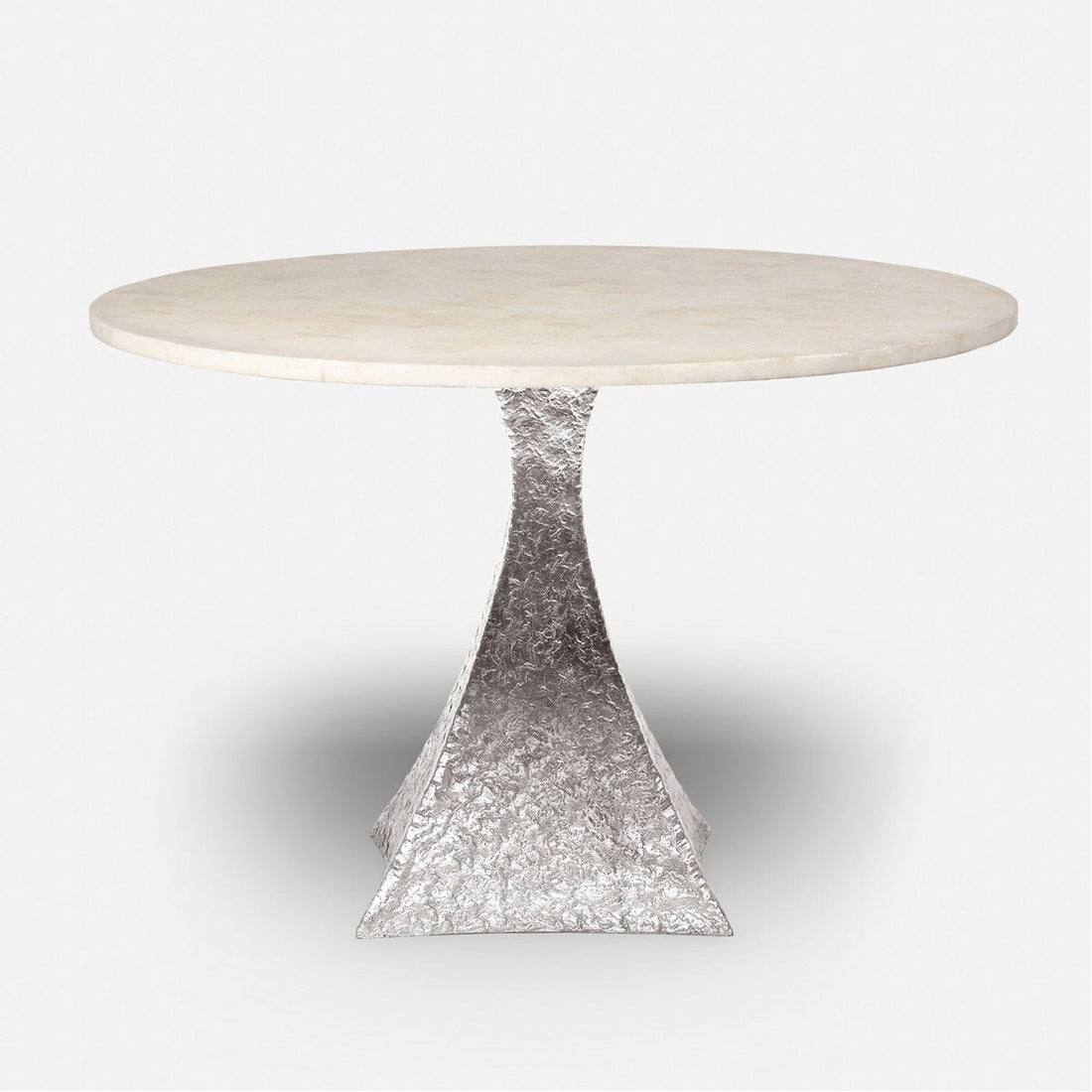 Made Goods Noor Round Metal Dining Table in Stone Top