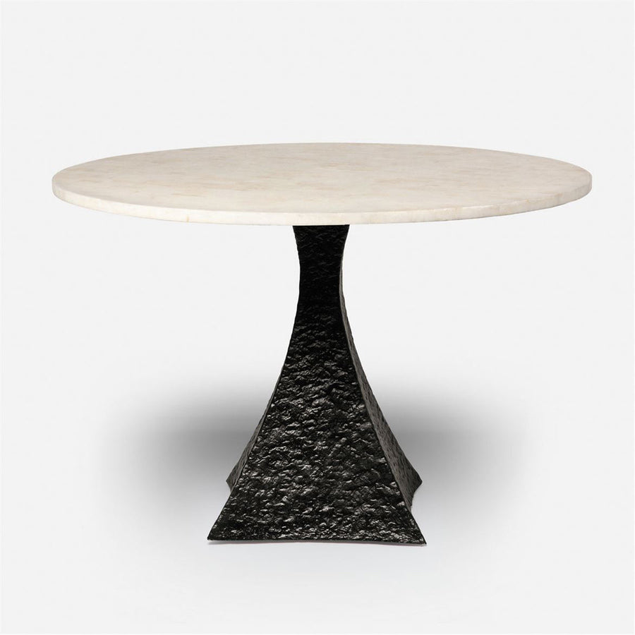 Made Goods Noor Round Metal Dining Table in Stone Top