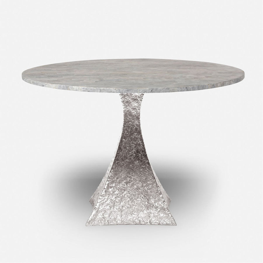 Made Goods Noor Round Metal Dining Table in Stone Top