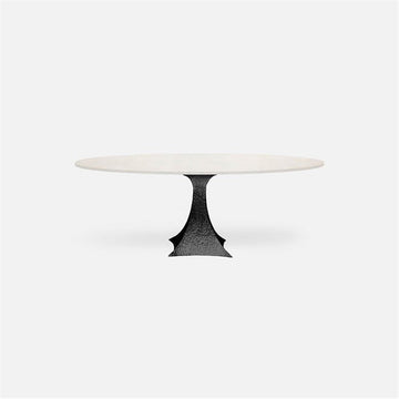 Made Goods Noor Oval Single Base Dining Table in Vintage Faux Shagreen