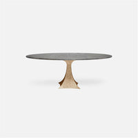 Made Goods Noor Oval Single Base Dining Table in Zinc Metal