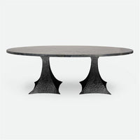 Made Goods Noor Oval Double Base Dining Table in Faux Horn