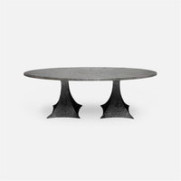 Made Goods Noor Oval Double Base Dining Table in Zinc Metal