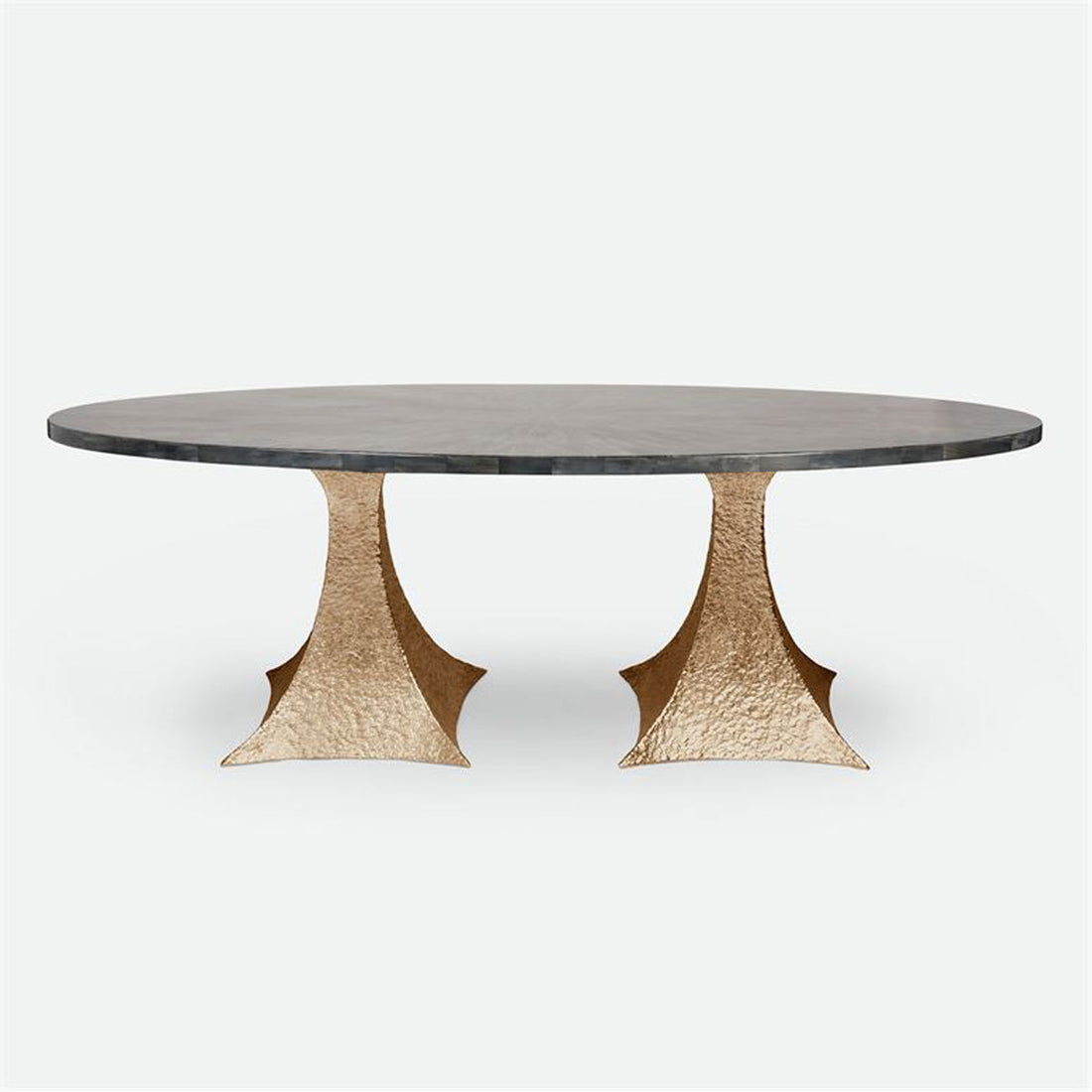 Made Goods Noor Oval Double Base Dining Table in Faux Horn