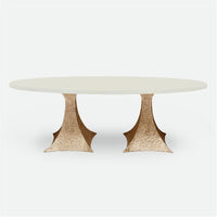 Made Goods Noor Oval Double Base Dining Table in Faux Horn