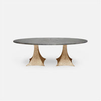 Made Goods Noor Oval Double Base Dining Table in Zinc Metal