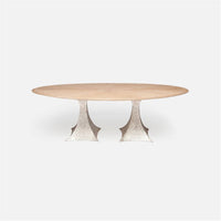 Made Goods Noor Oval Double Base Dining Table in White Cerused Oak