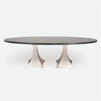 Made Goods Noor Oval Double Base Dining Table in Faux Horn