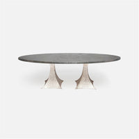 Made Goods Noor Oval Double Base Dining Table in Zinc Metal