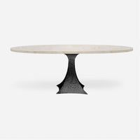 Made Goods Noor Oval Single Base Dining Table in Stone