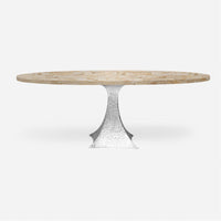 Made Goods Noor Oval Single Base Dining Table in Stone