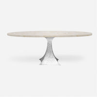 Made Goods Noor Oval Single Base Dining Table in Stone