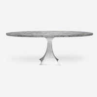 Made Goods Noor Oval Single Base Dining Table in Stone