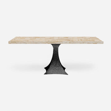 Made Goods Noor Rectangular Single Base Dining Table in Stone