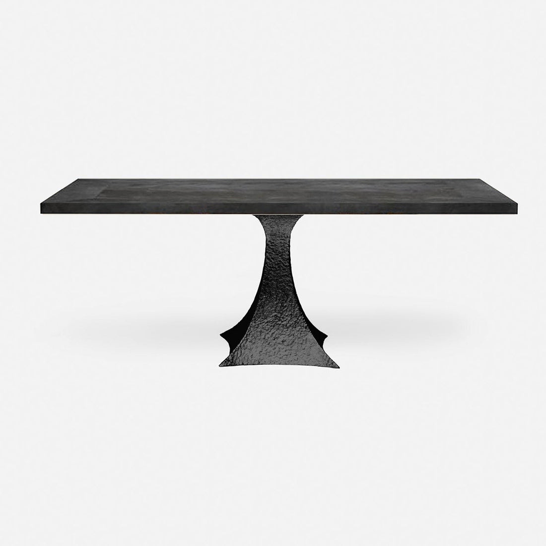 Made Goods Noor Rectangular Single Base Dining Table in Zinc Metal