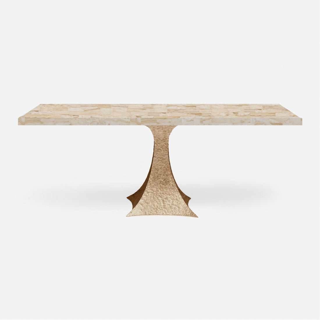 Made Goods Noor Rectangular Single Base Dining Table in Stone