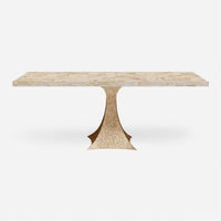 Made Goods Noor Rectangular Single Base Dining Table in Stone