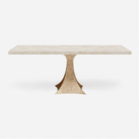 Made Goods Noor Rectangular Single Base Dining Table in Stone