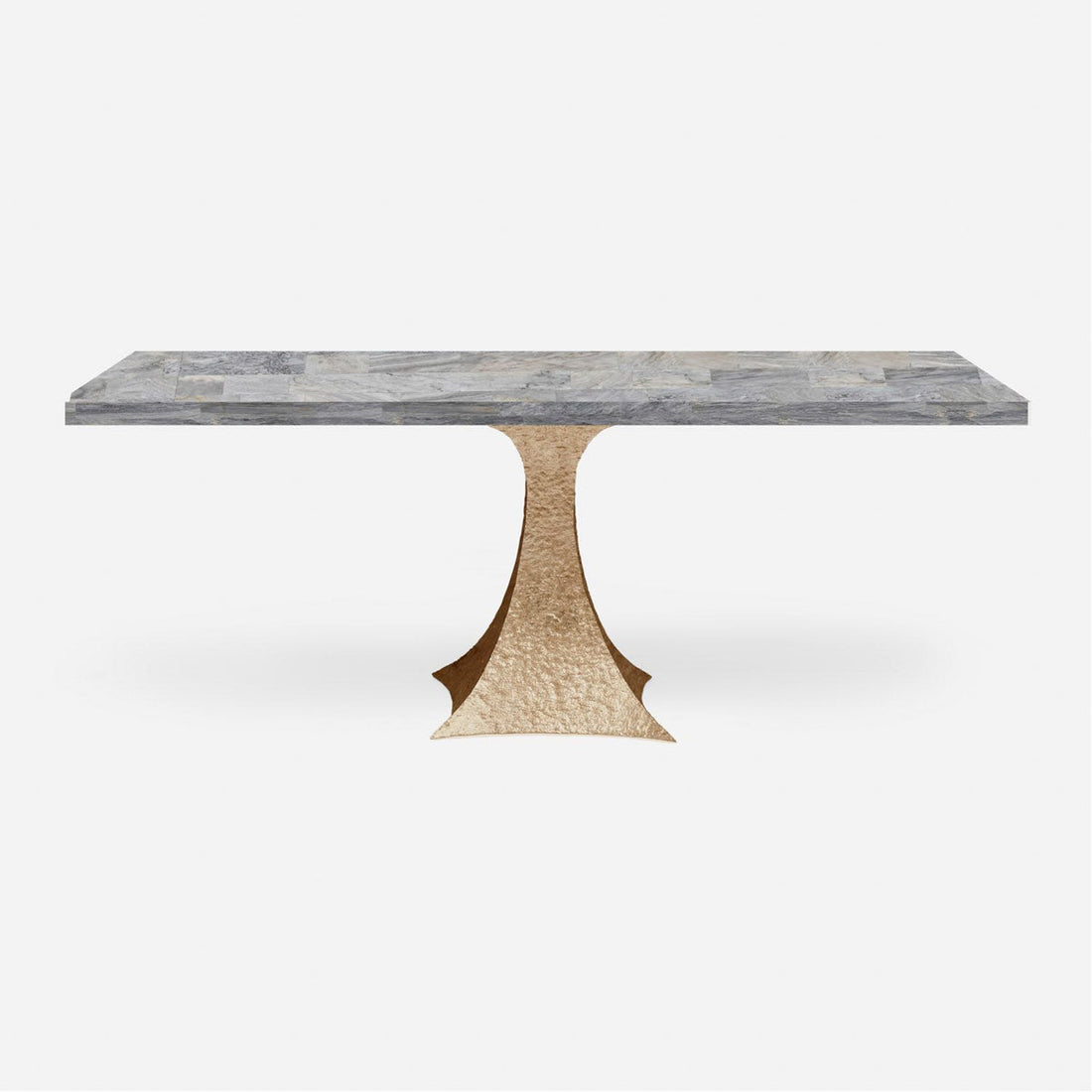 Made Goods Noor Rectangular Single Base Dining Table in Stone