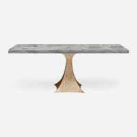 Made Goods Noor Rectangular Single Base Dining Table in Stone