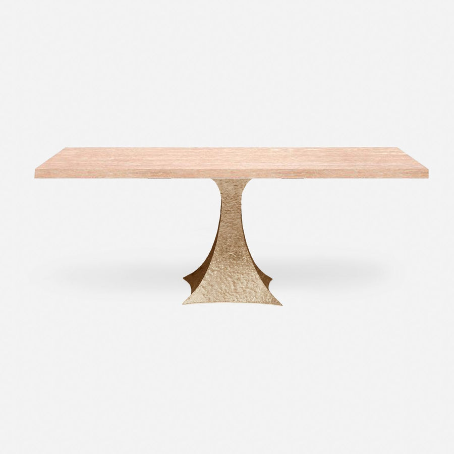 Made Goods Noor Rectangular Single Base Dining Table in Cerused Oak