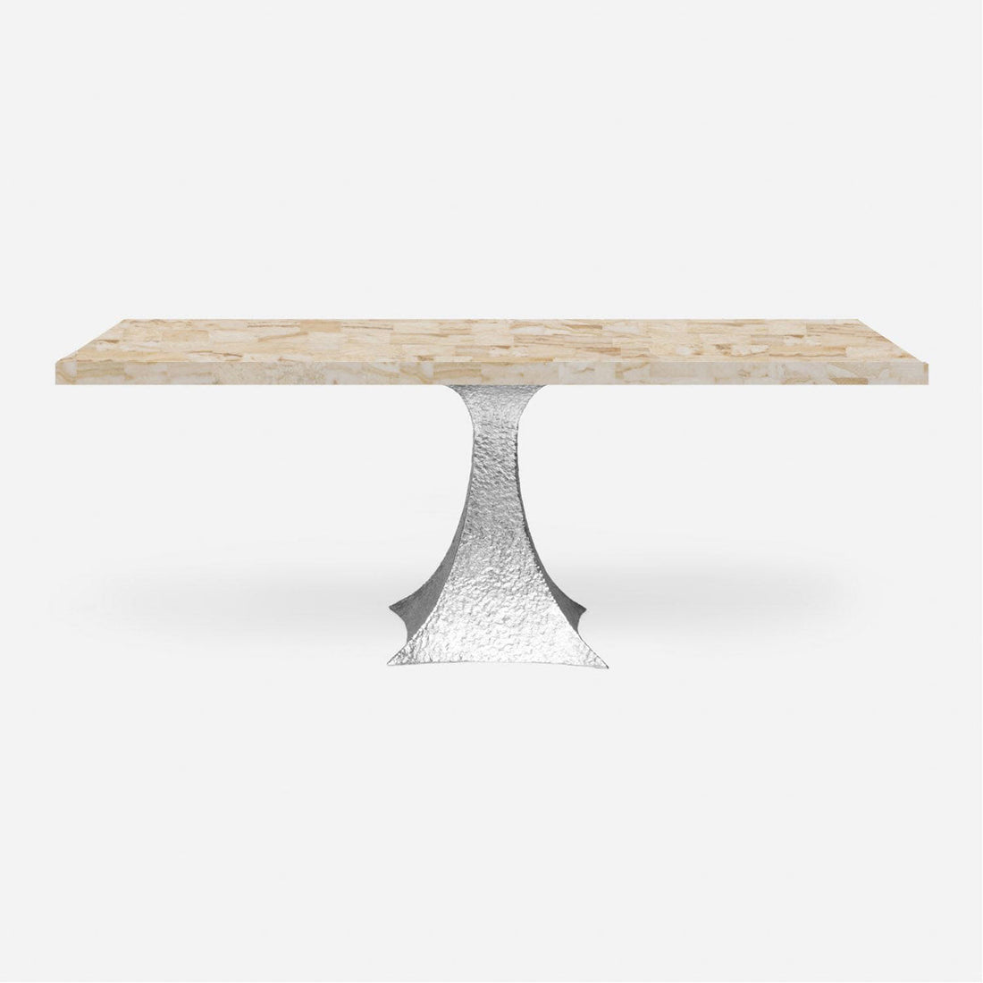 Made Goods Noor Rectangular Single Base Dining Table in Stone