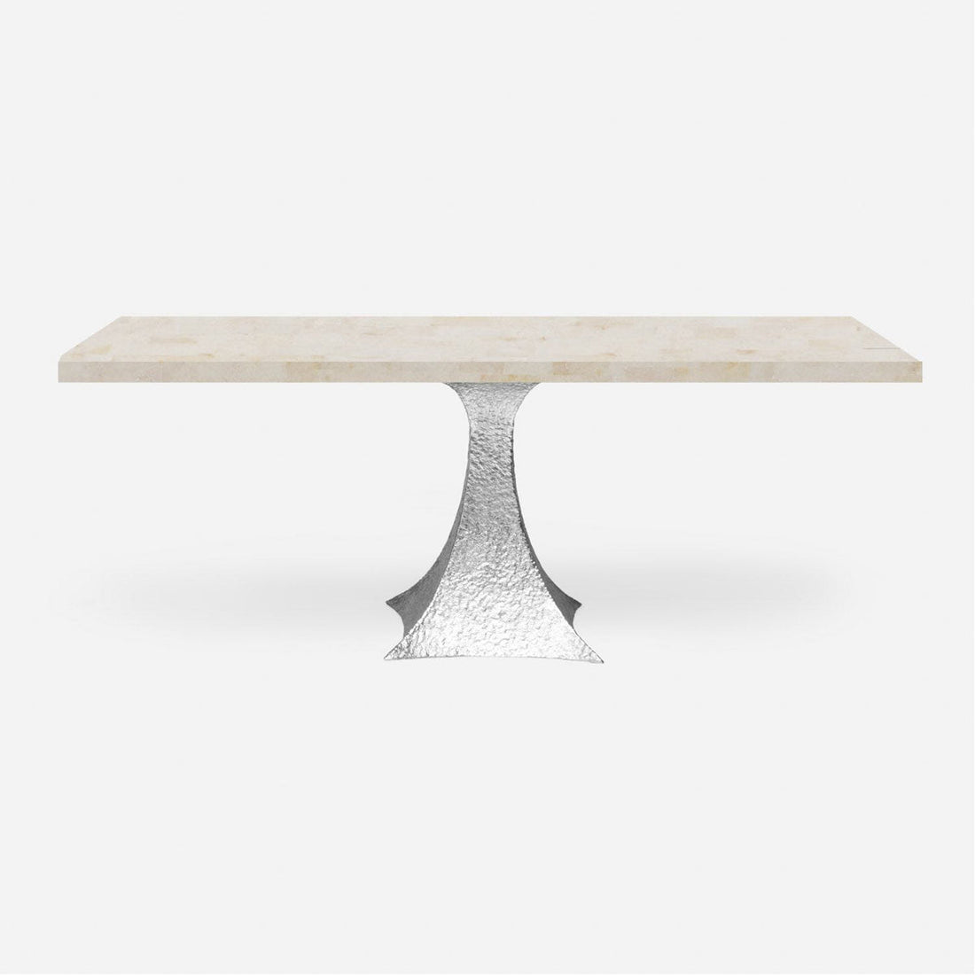 Made Goods Noor Rectangular Single Base Dining Table in Stone