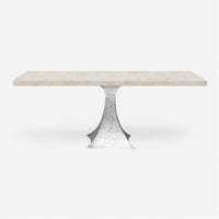 Made Goods Noor Rectangular Single Base Dining Table in Stone