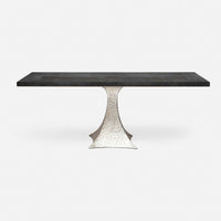 Made Goods Noor Rectangular Single Base Dining Table in Zinc Metal