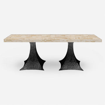 Made Goods Noor Rectangular Double Base Dining Table in Stone