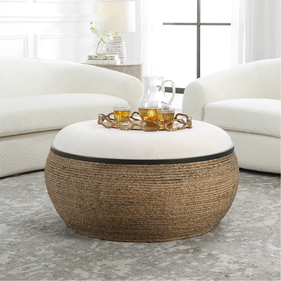 Uttermost Island Straw Storage Ottoman