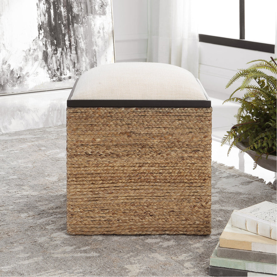 Uttermost Island Square Straw Accent Stool