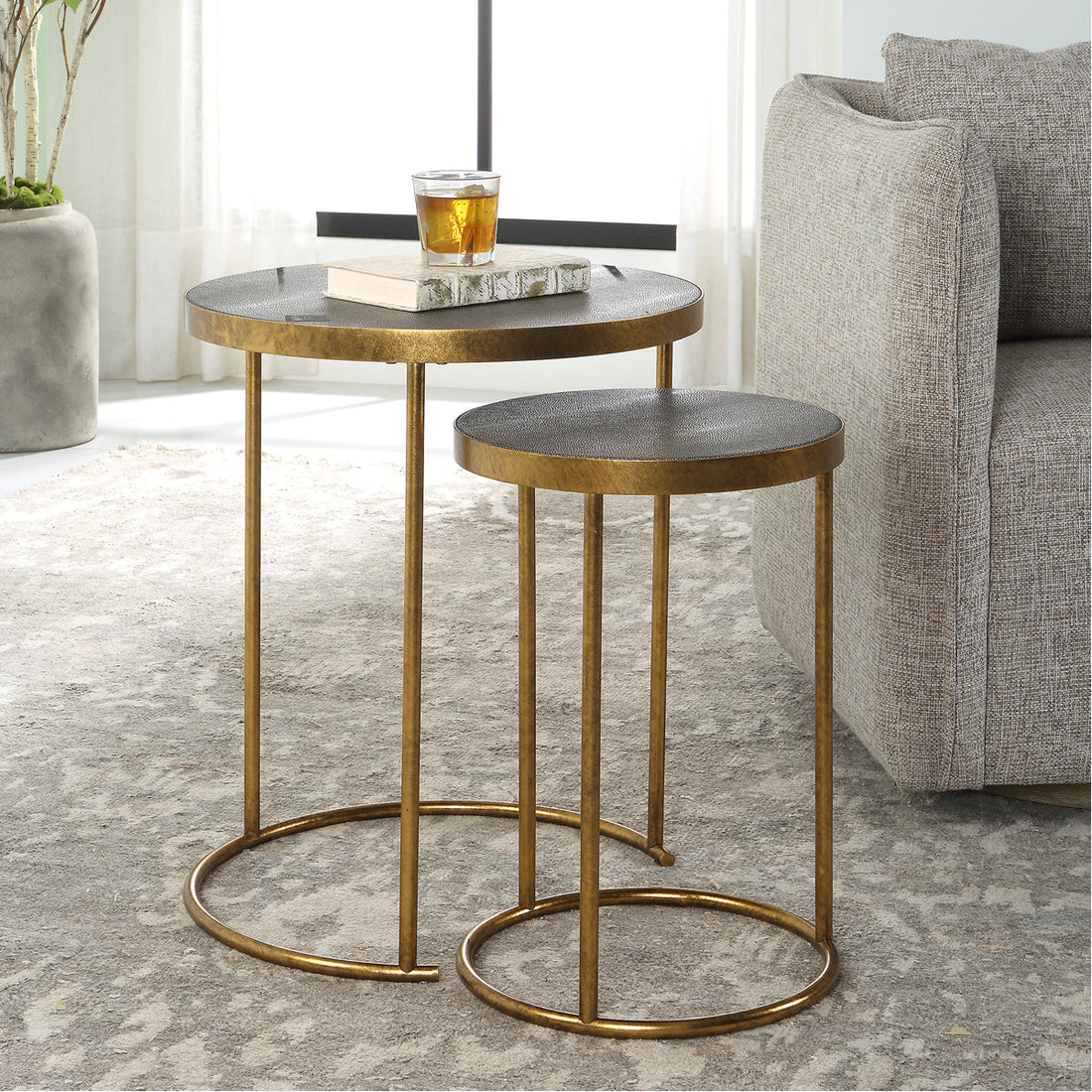 Uttermost Aragon Brass Nesting Tables, 2-Piece Set