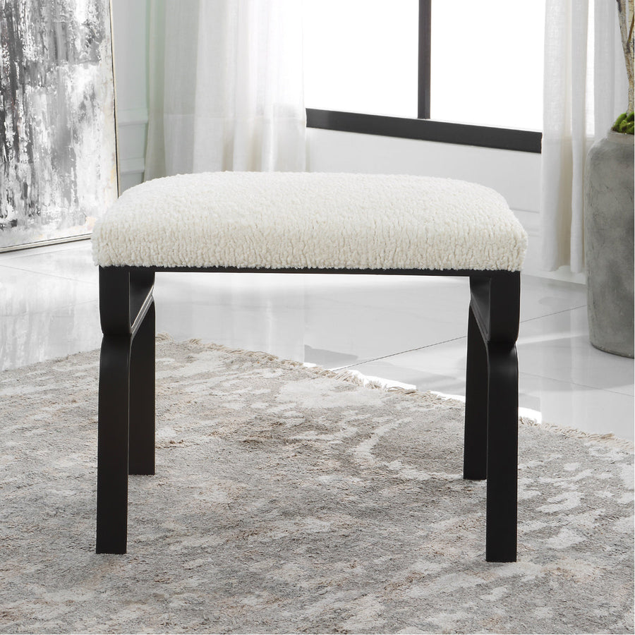 Uttermost Diverge White Shearling Small Bench