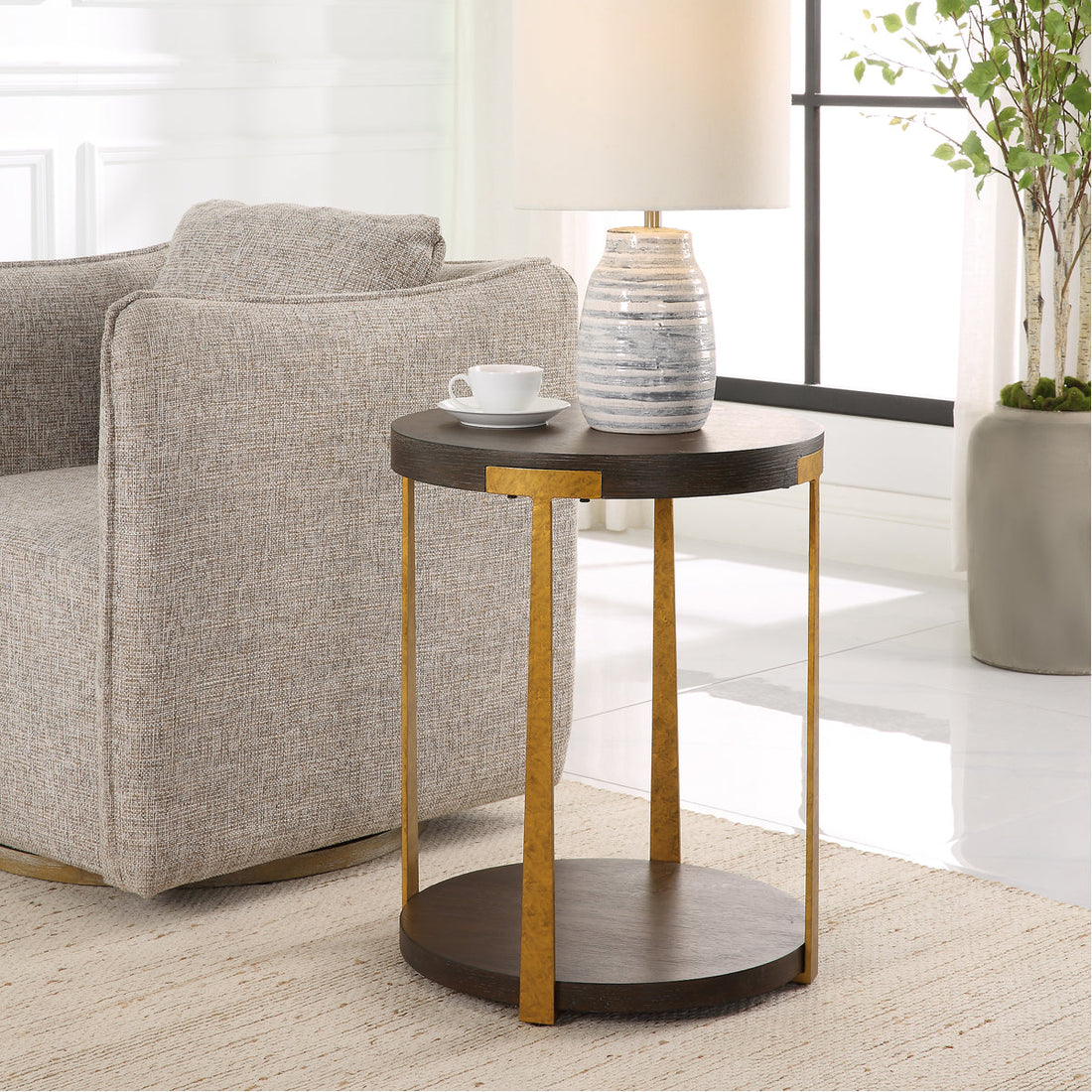 Uttermost Palisade Round Wood Side Table