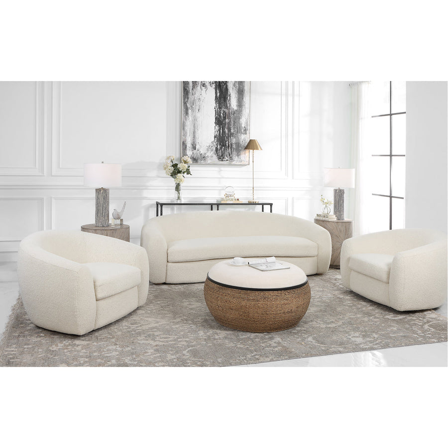 Uttermost Capra Art Deco White Sofa