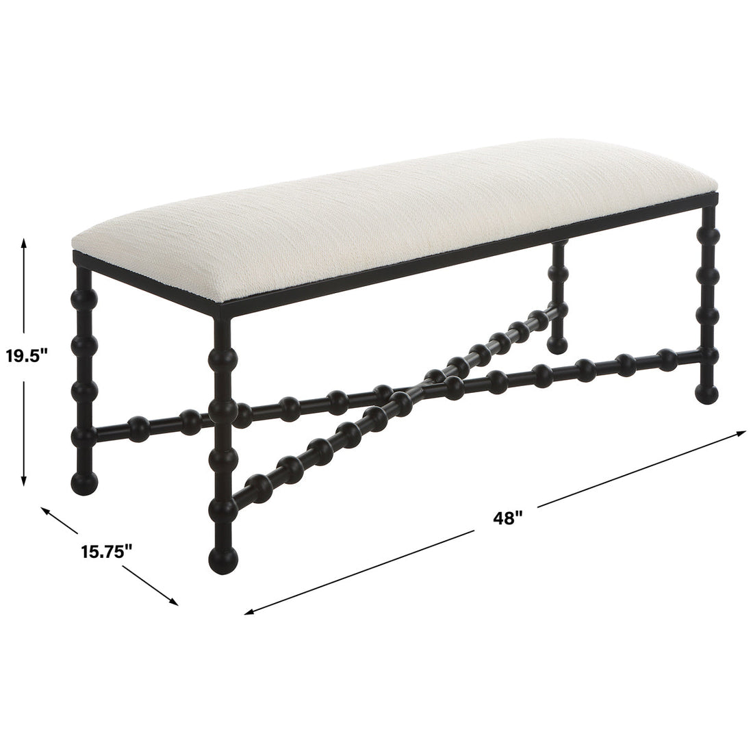 Uttermost Iron Drops Cushioned Bench