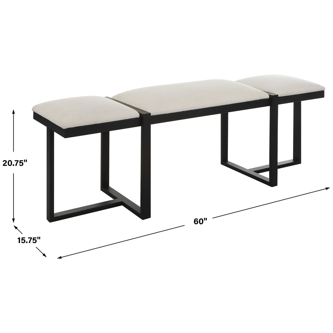 Uttermost Triple Cloud Modern Upholstered Bench