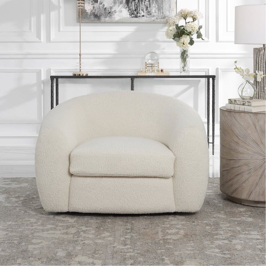 Uttermost Capra Art Deco White Swivel Chair