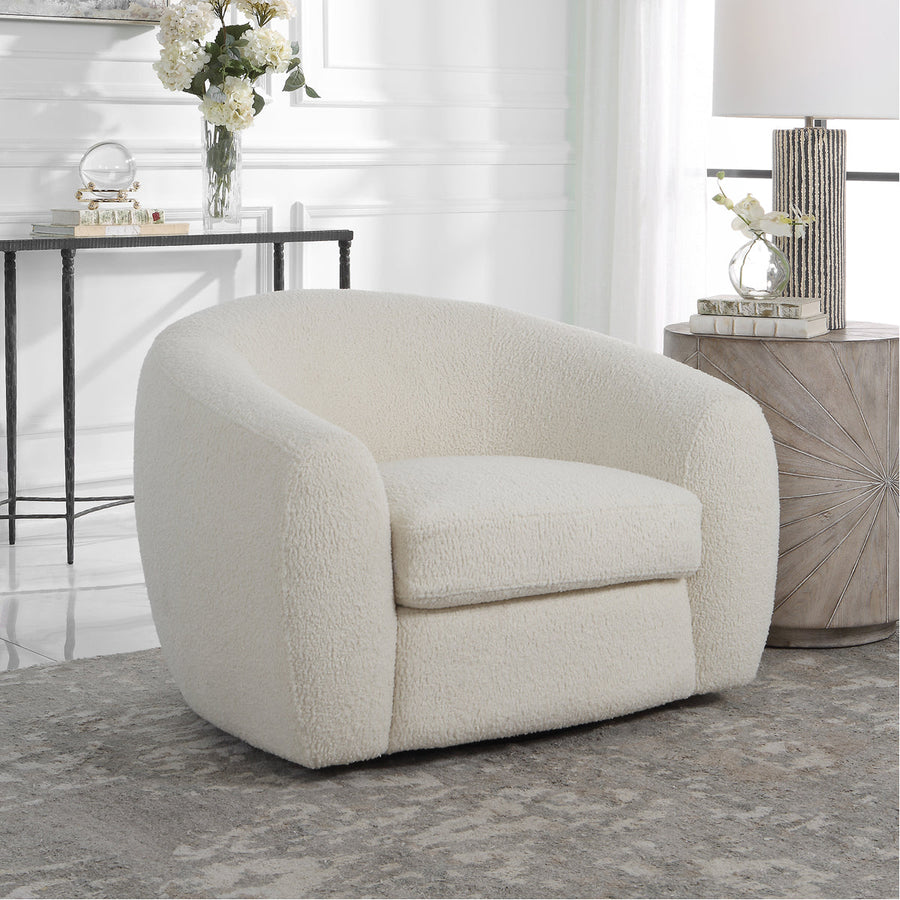 Uttermost Capra Art Deco White Swivel Chair