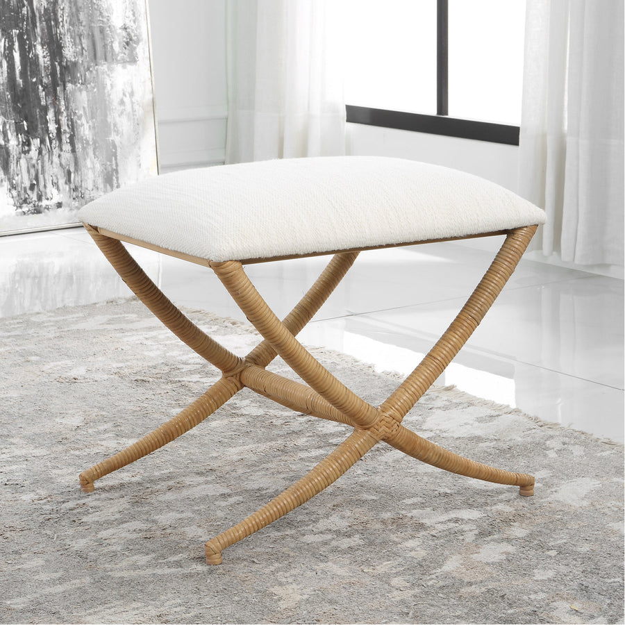 Uttermost Expedition White Fabric Small Bench