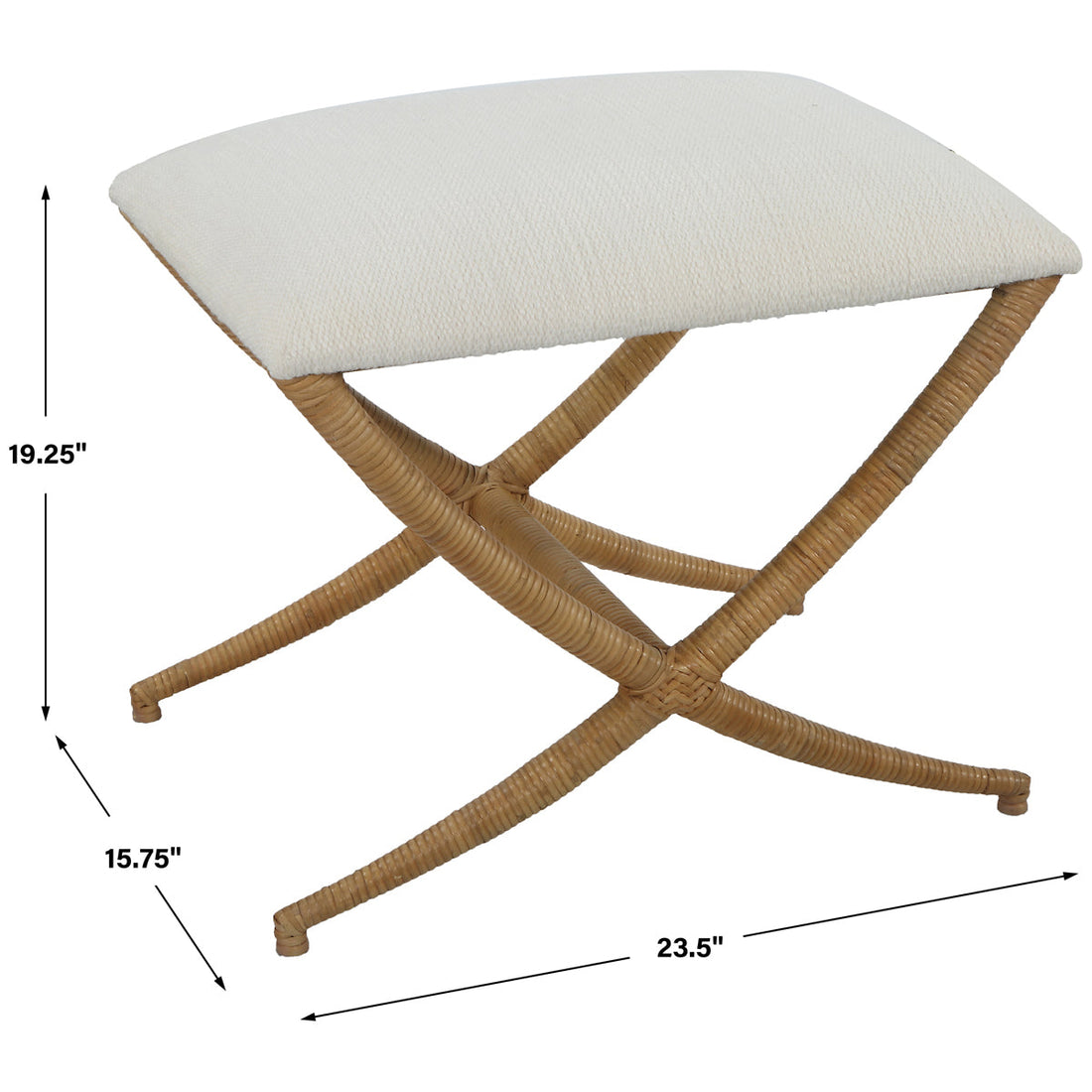 Uttermost Expedition White Fabric Small Bench