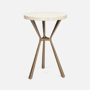 Made Goods Paislee Iron Tripod Table in Natural Bone