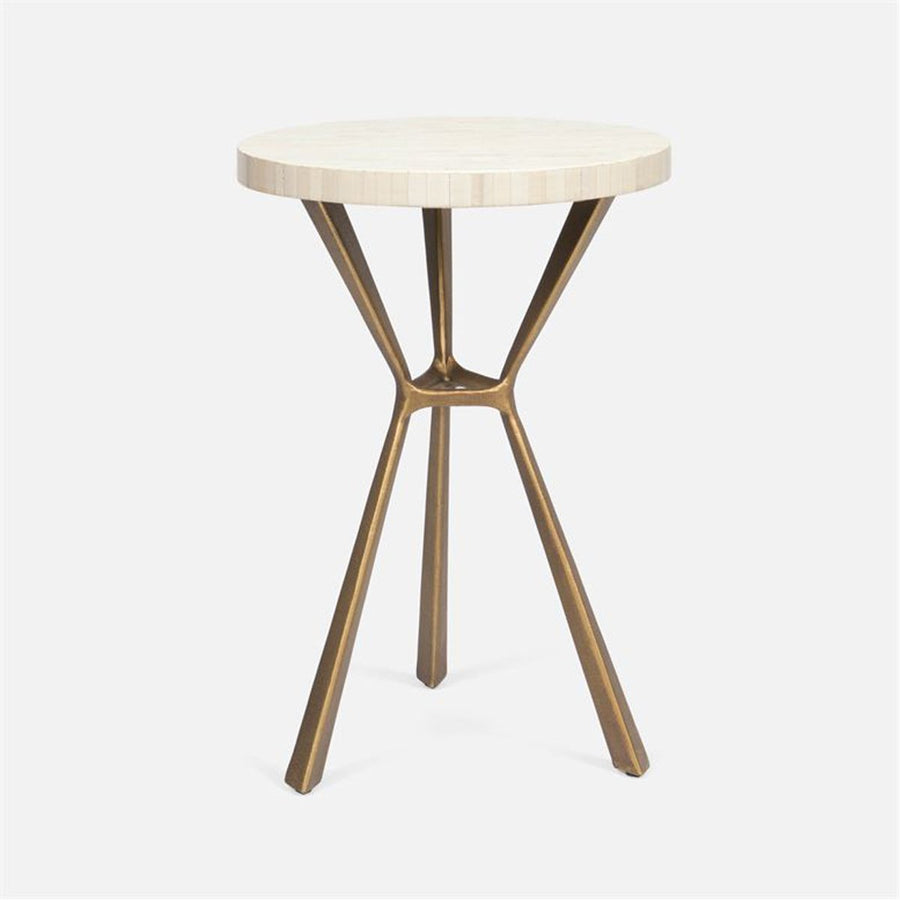 Made Goods Paislee Iron Tripod Table in Natural Bone