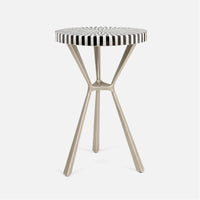 Made Goods Paislee Iron Tripod Side Table in Striped Marble