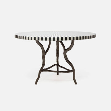 Made Goods Royce Abstract Branch Round Dining Table in Striped Marble