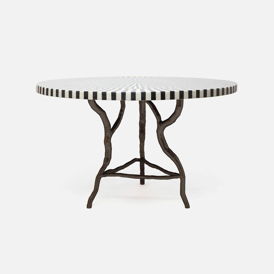 Made Goods Royce Abstract Branch Round Dining Table in Striped Marble